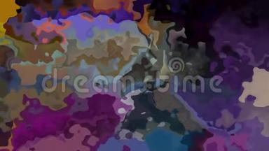 动画背景无缝环视频-水彩花效果-全彩色光谱-紫色，绿色，卡其色，黑色，